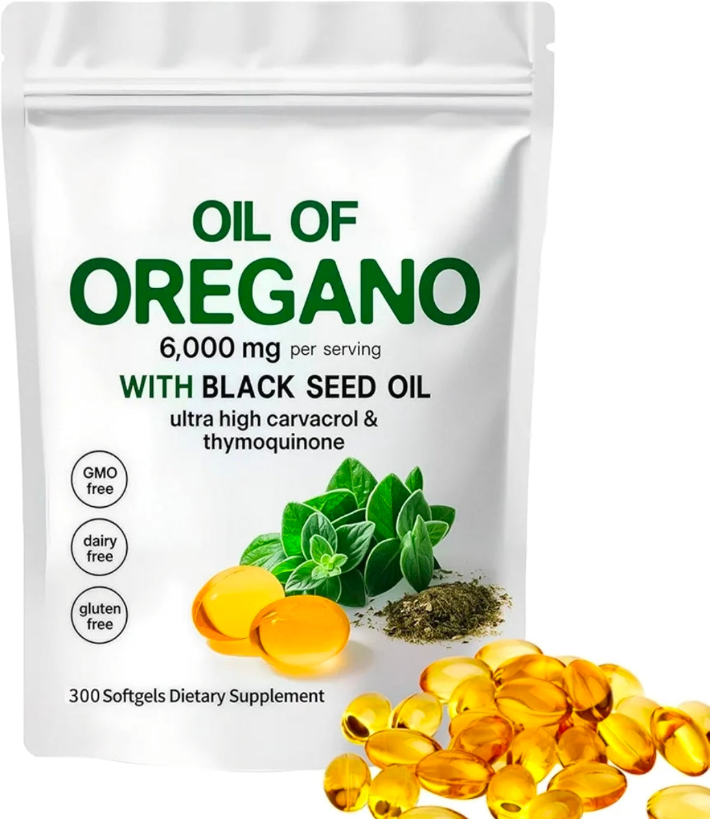 🌿 Oil of Oregano 6000mg + Black Seed Oil | Cápsulas Virales de Orégano 💛